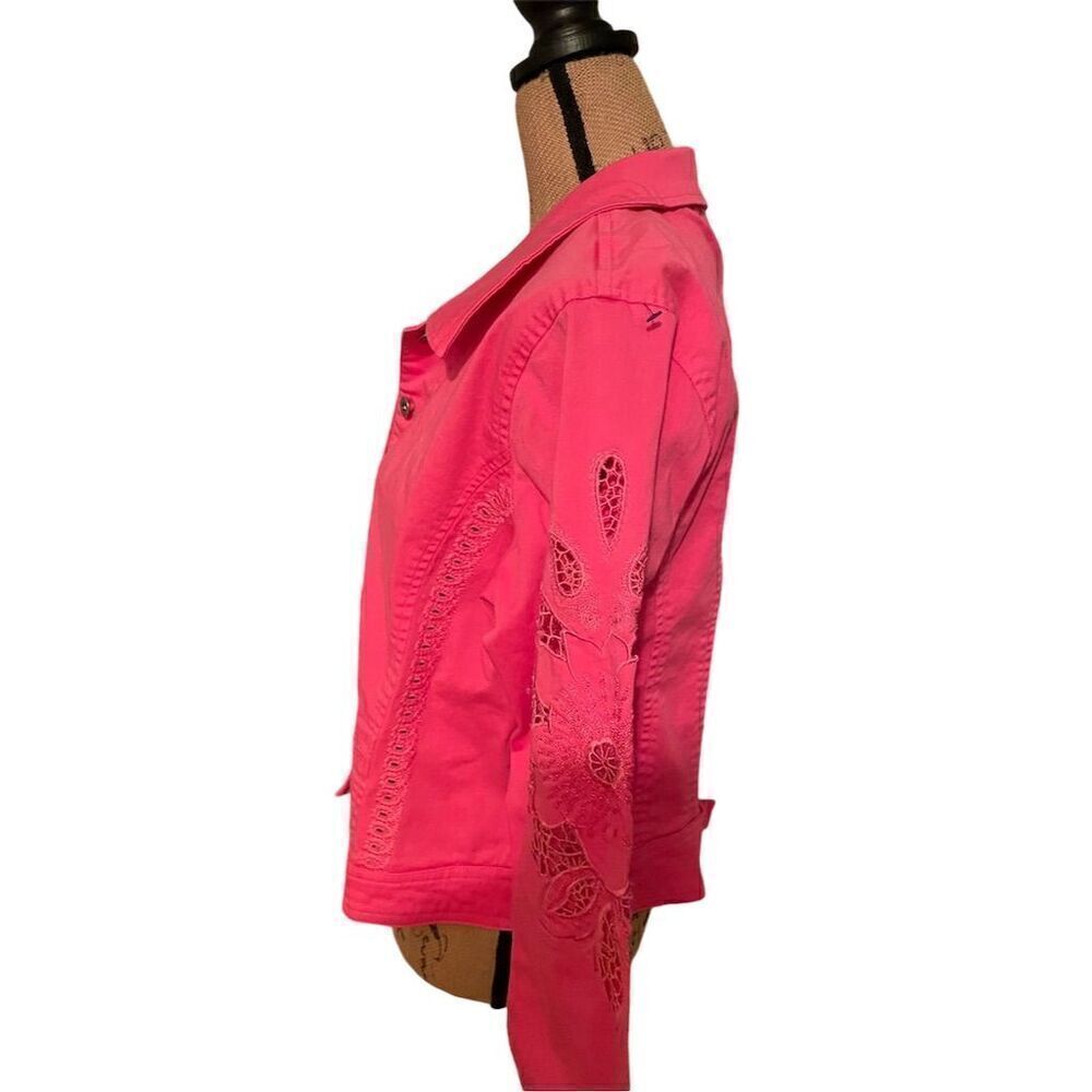 Great Cavalier by St Paul Women's Pink Button-Front Jacket L Cutwork Sleeves - Picture 6 of 12
